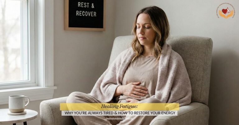 Woman experiencing fatigue and emotional stress sitting with eyes closed