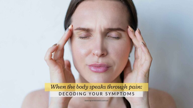 Person holding their head in discomfort, representing the emotional roots of physical pain