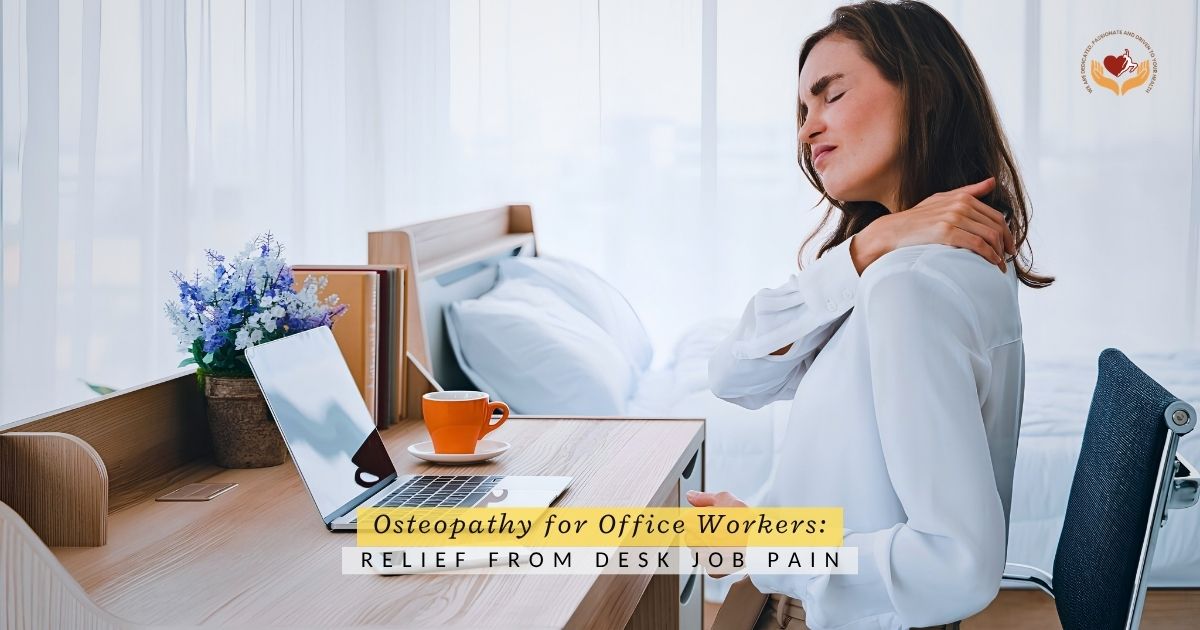 person sitting at a desk with poor posture causing neck and shoulder tension